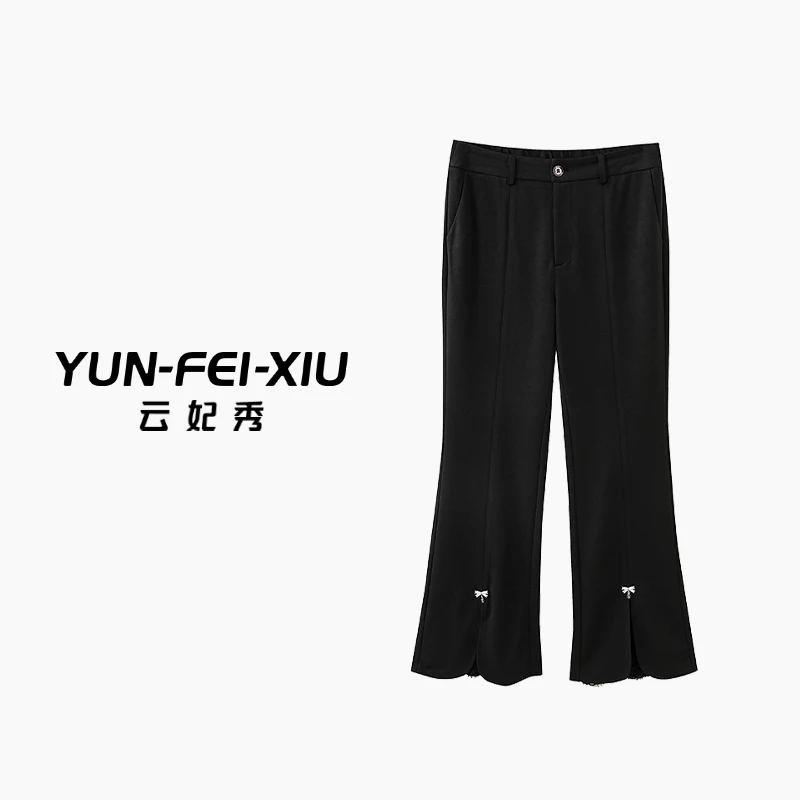 云妃秀大码女装休闲裤时尚气质微胖宽松显瘦微喇高腰百搭秋季1334