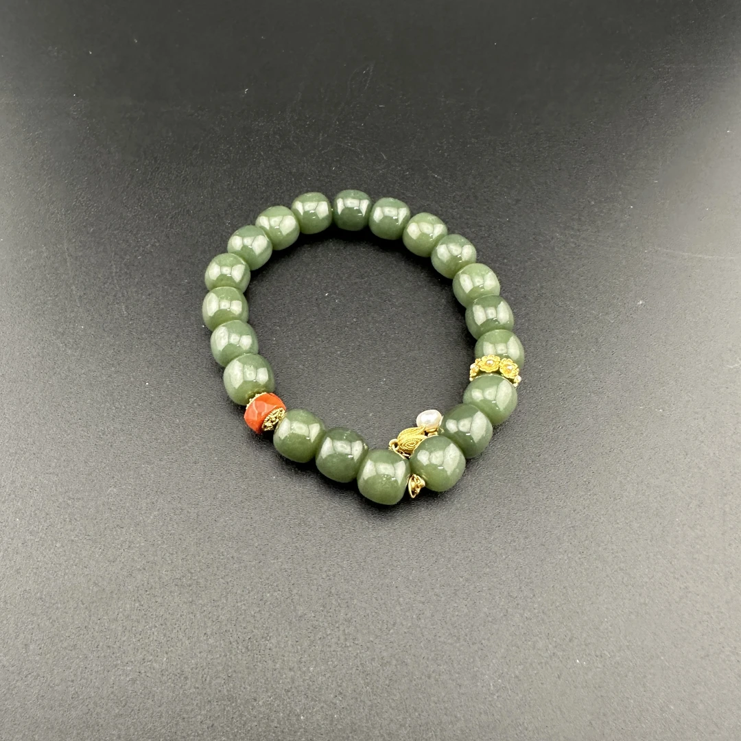 BY1114FLSF标057 北玉精选 和田玉手串 多样性发货