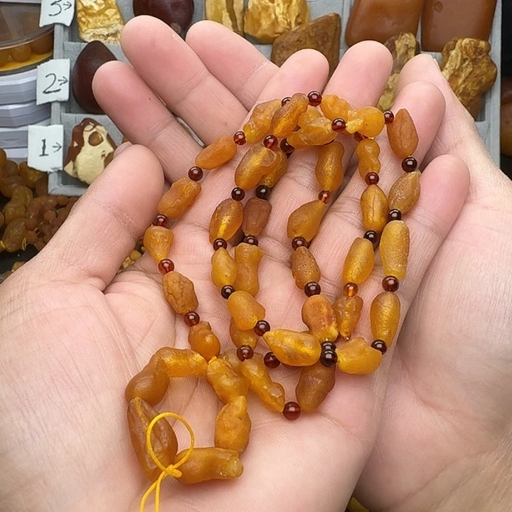 蜜蜡未镶嵌裸石天然蜜蜡项链