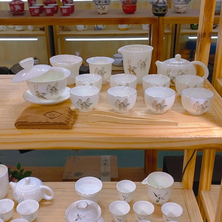 【不止】羊脂玉瓷茶具套装