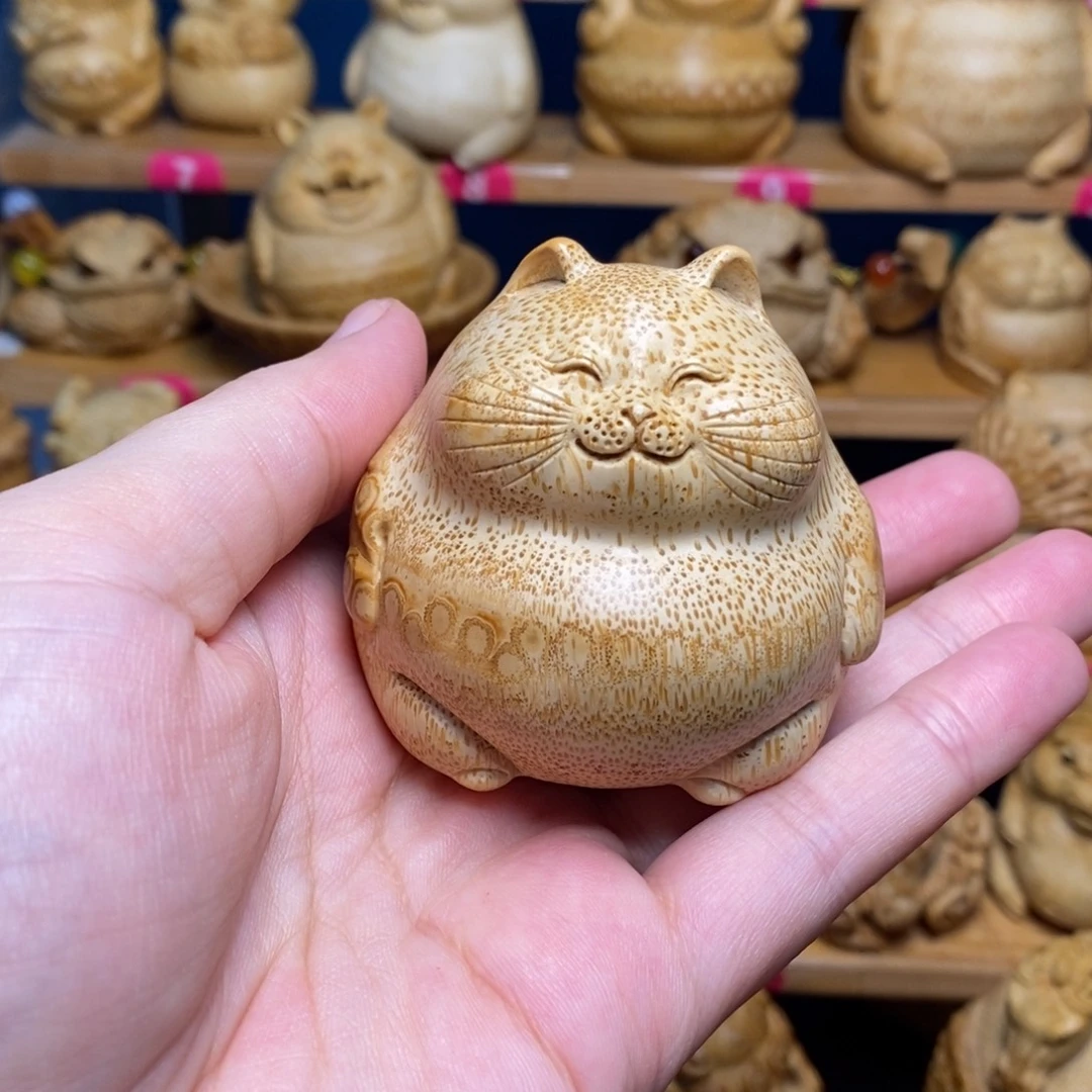 竹招财猫竹雕精工制作