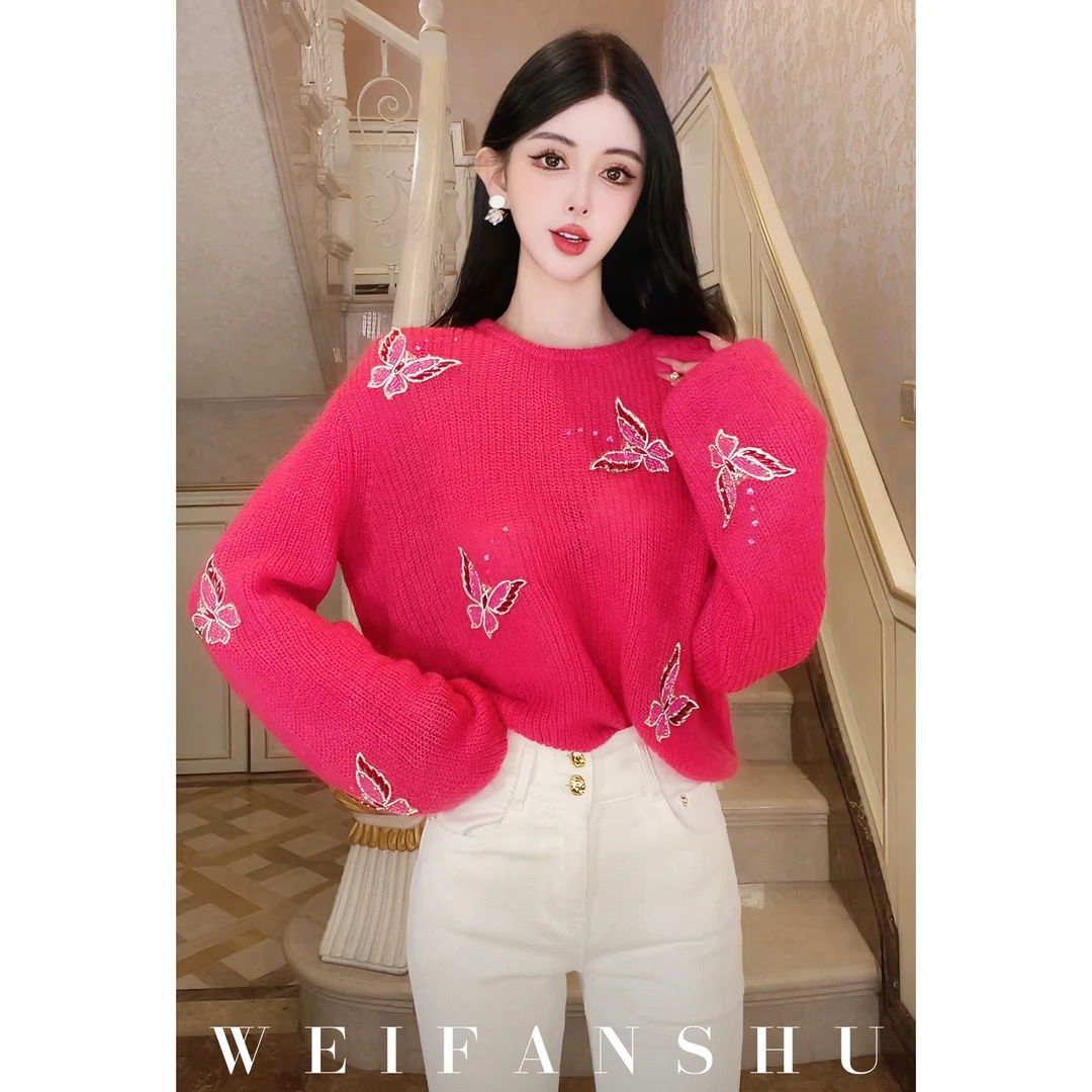 WEIFANSHU/魏凡舒【星光闪蝶】早秋新款蝴蝶系列百搭减龄上衣&开衫