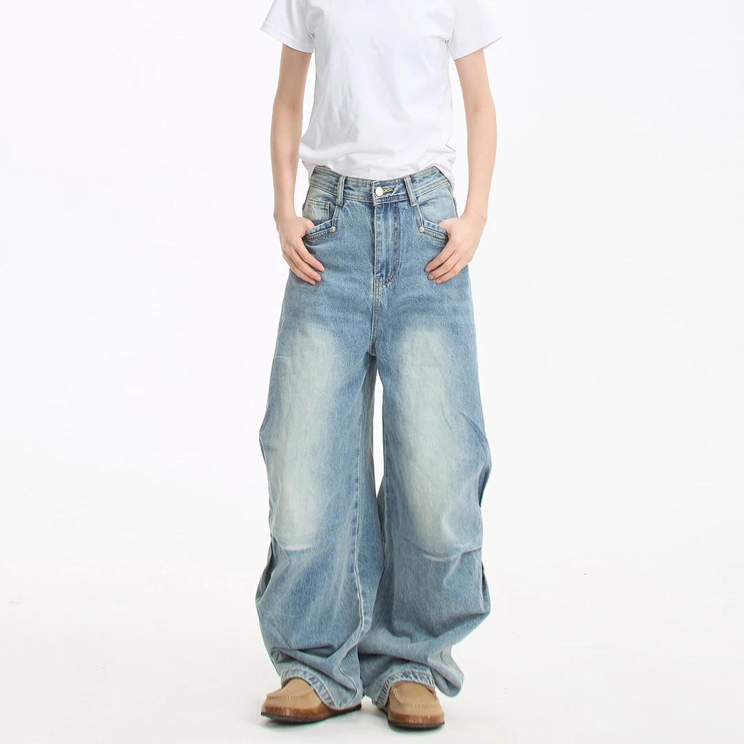 NOONOZ潮牌冰蓝弯刀牛仔裤宽松夏季男爆款2025新款美式高智感穿搭