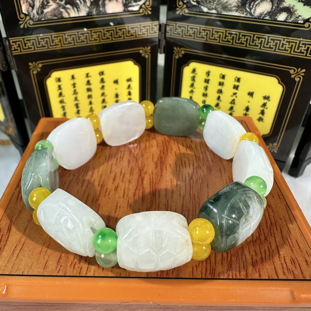 537-天然A货翡翠-龟壳手串