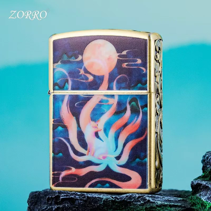 佐罗夜光九尾狐煤油防风机砂轮打火机送老公男朋友礼物创意打火机