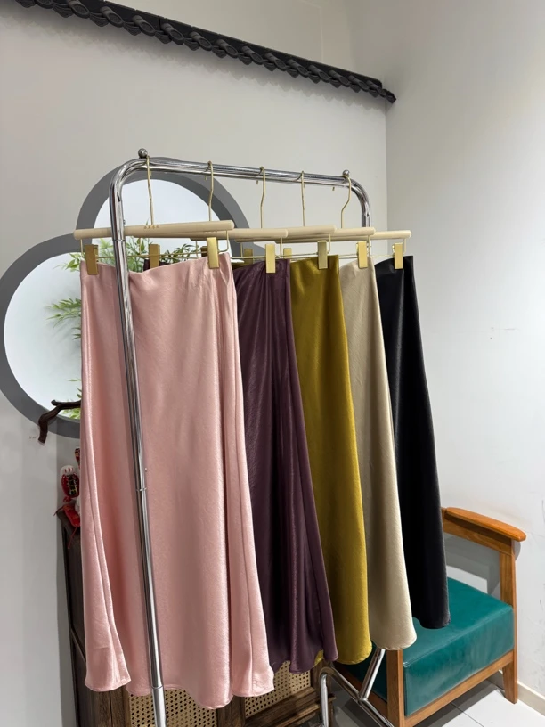 醋酸缎面夏季高腰包臀鱼尾半身裙法式优雅气质长裙