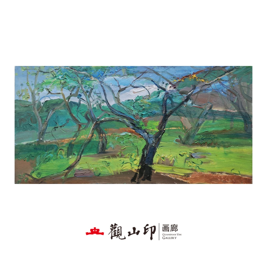 L原创手绘风景油画70x35cm美式田园风卧室书房沙发背景挂画8221