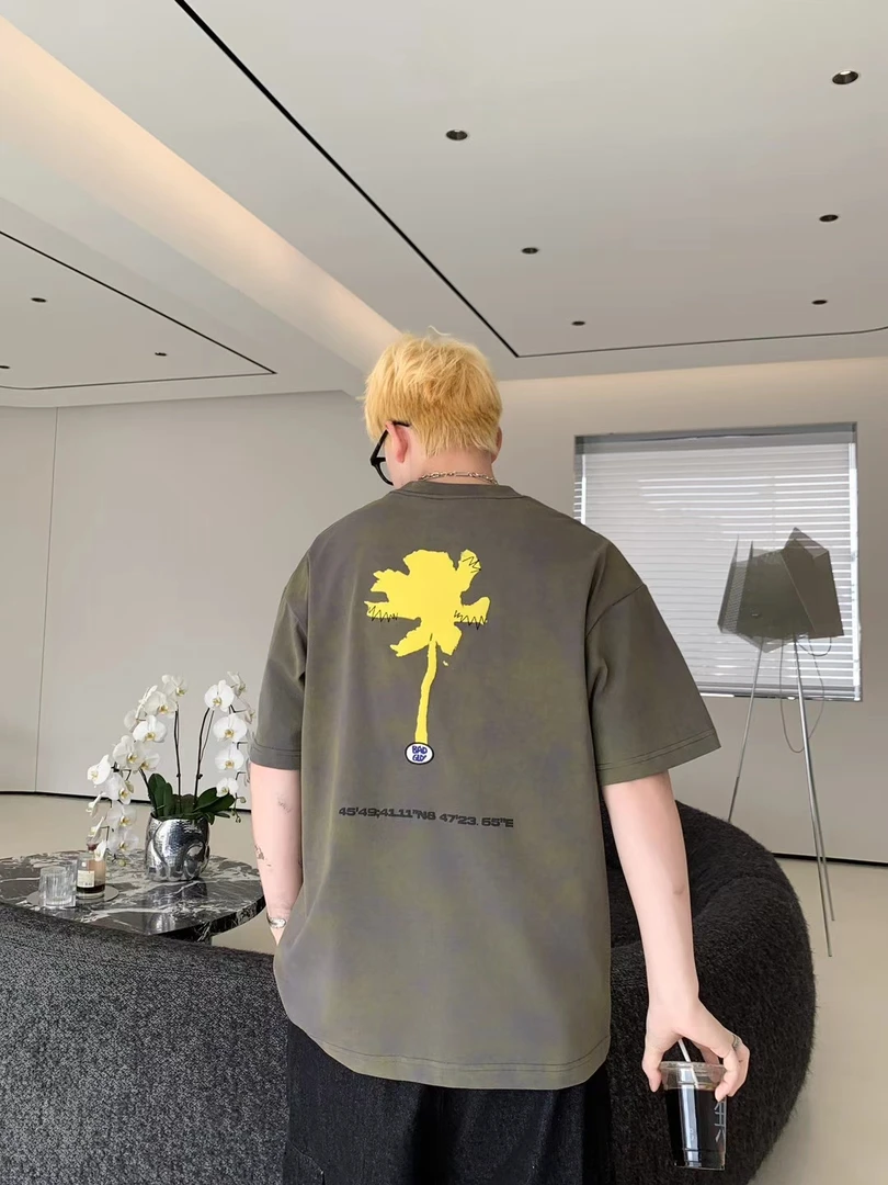 五分常规上衣扎染做旧韩版夏季百搭短袖T恤通用男装