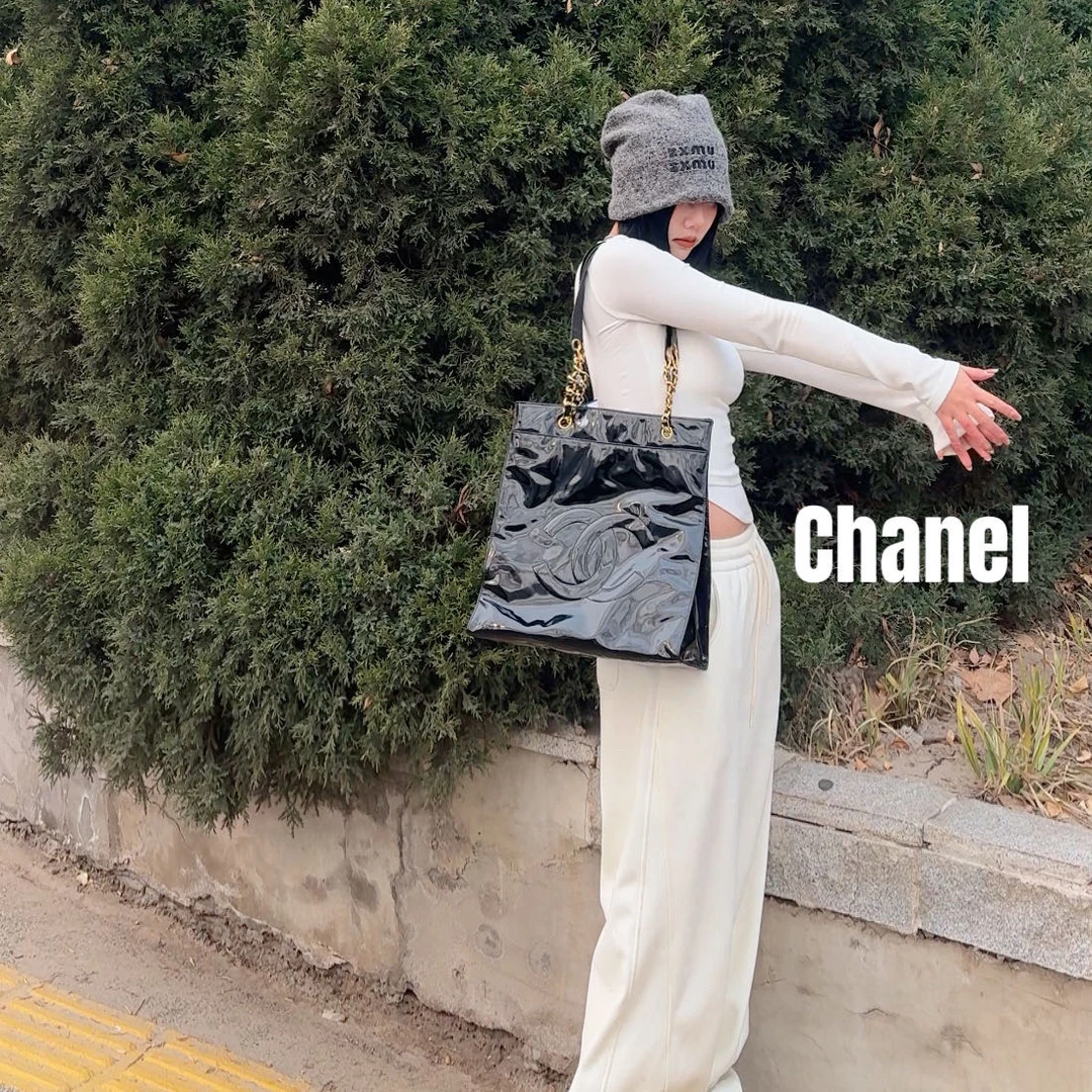 修复品8615527/Chanel/香奈儿黑金链条托特包