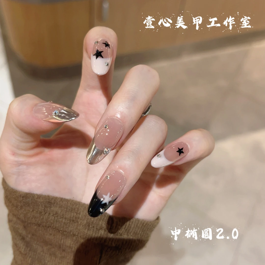 甜酷女孩-壹心纯手工穿戴甲 美甲贴片可拆卸假指甲10片装