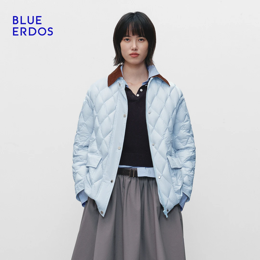 BLUE ERDOS 2025冬季新款轻薄羽绒服女短款白鹅绒外套B2256D703