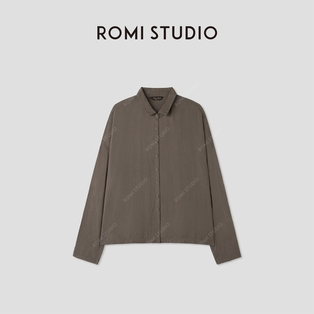 ROMI STUDIO“去繁就简”斜纹砂洗软糯宽松小翻领衬衣RW24LSY0791