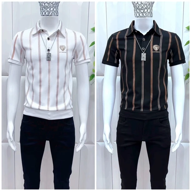 夏季潮流时尚新款男士修身翻领短袖T恤商务休闲短袖上衣