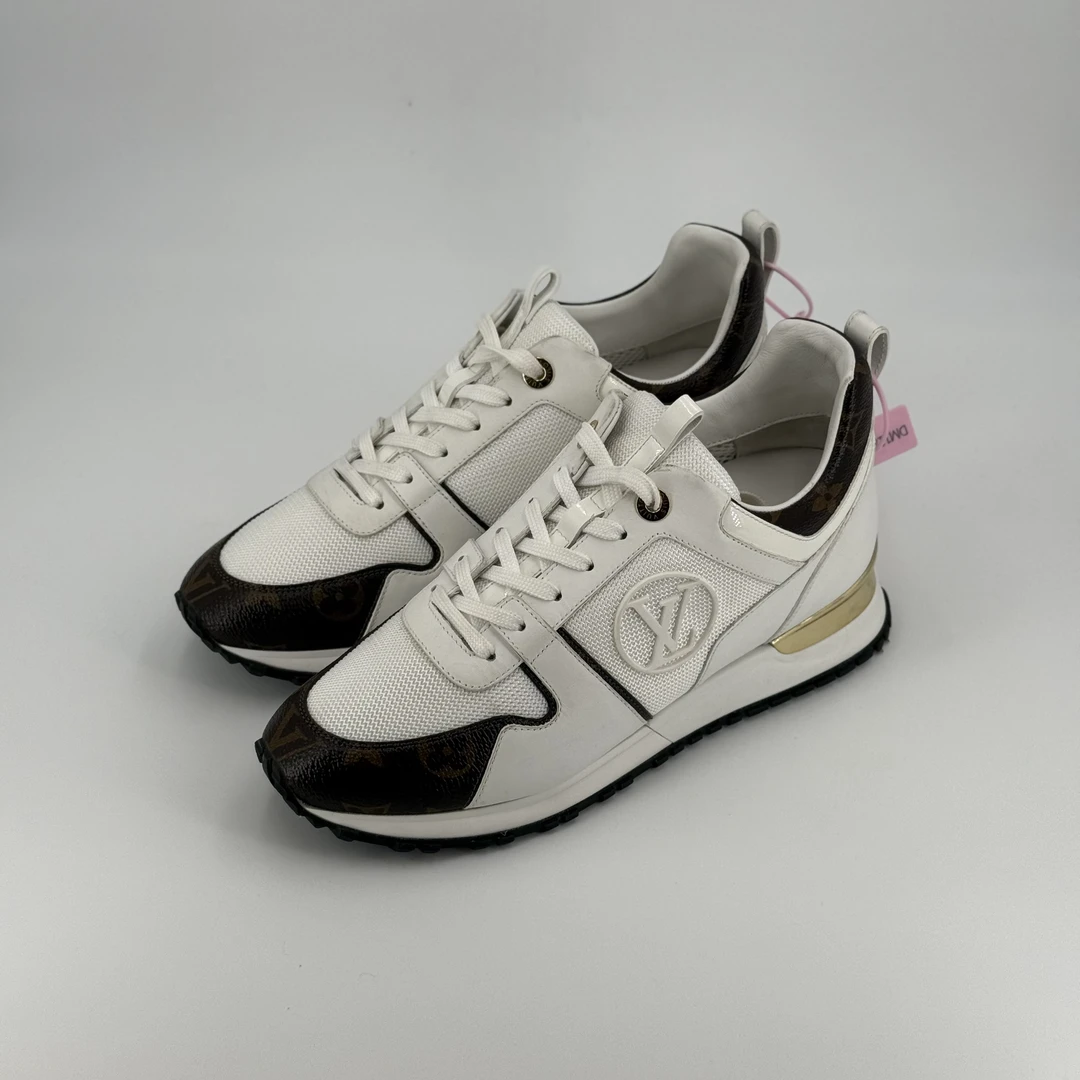 99新 LouisVuitton/路易威登 RunAway白棕老花运动鞋/38.5/DM1183