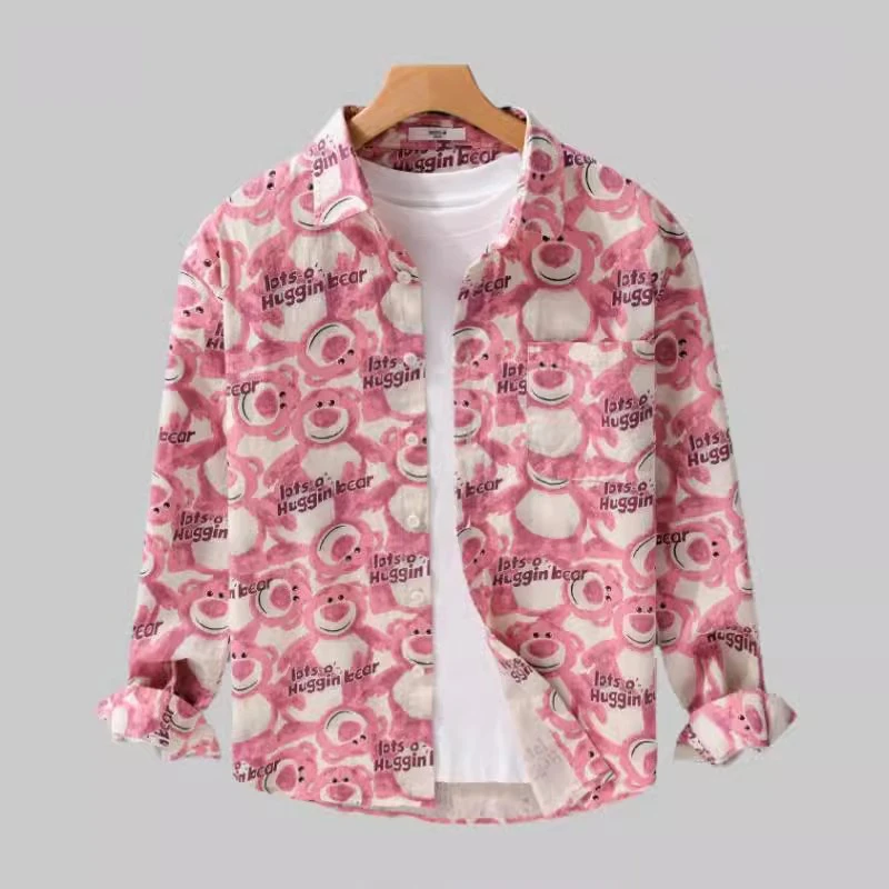 JEEPSPIRIT熊满印花衬衫外套时尚高级休闲外套