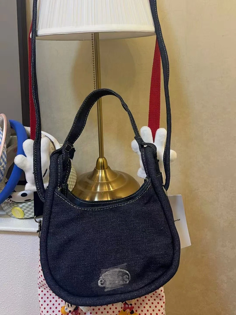 复古简约牛仔手提单肩包J1764