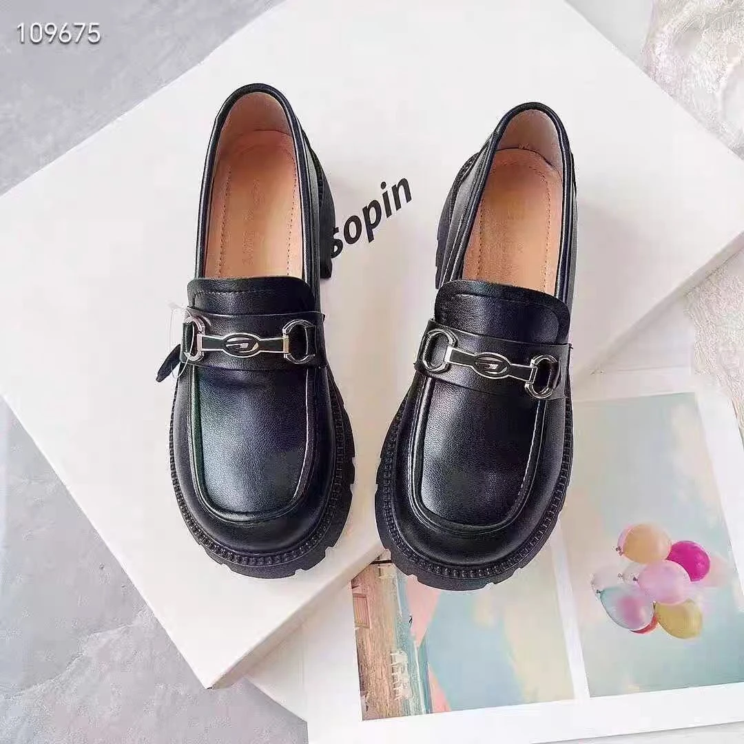 2305-6  新款时尚复古英伦风软底学院厚底乐福鞋