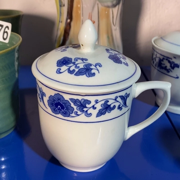 瓷片七厂青花翡翠瓷盖杯