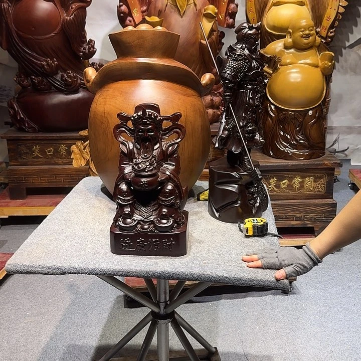 香樟木天***?黑檀财神摆件
