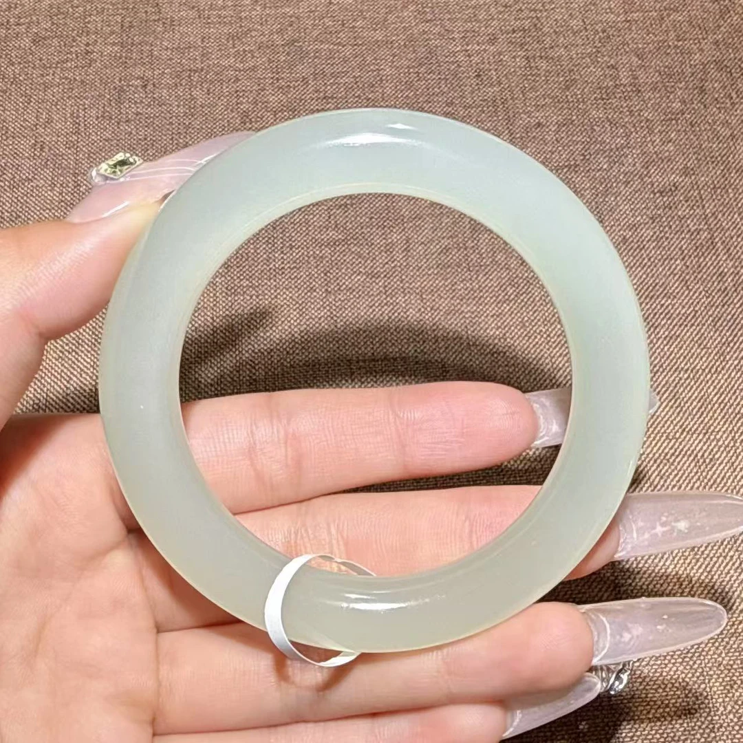 收藏级!高冰起荧光猫眼浅晴水圆条57圈口