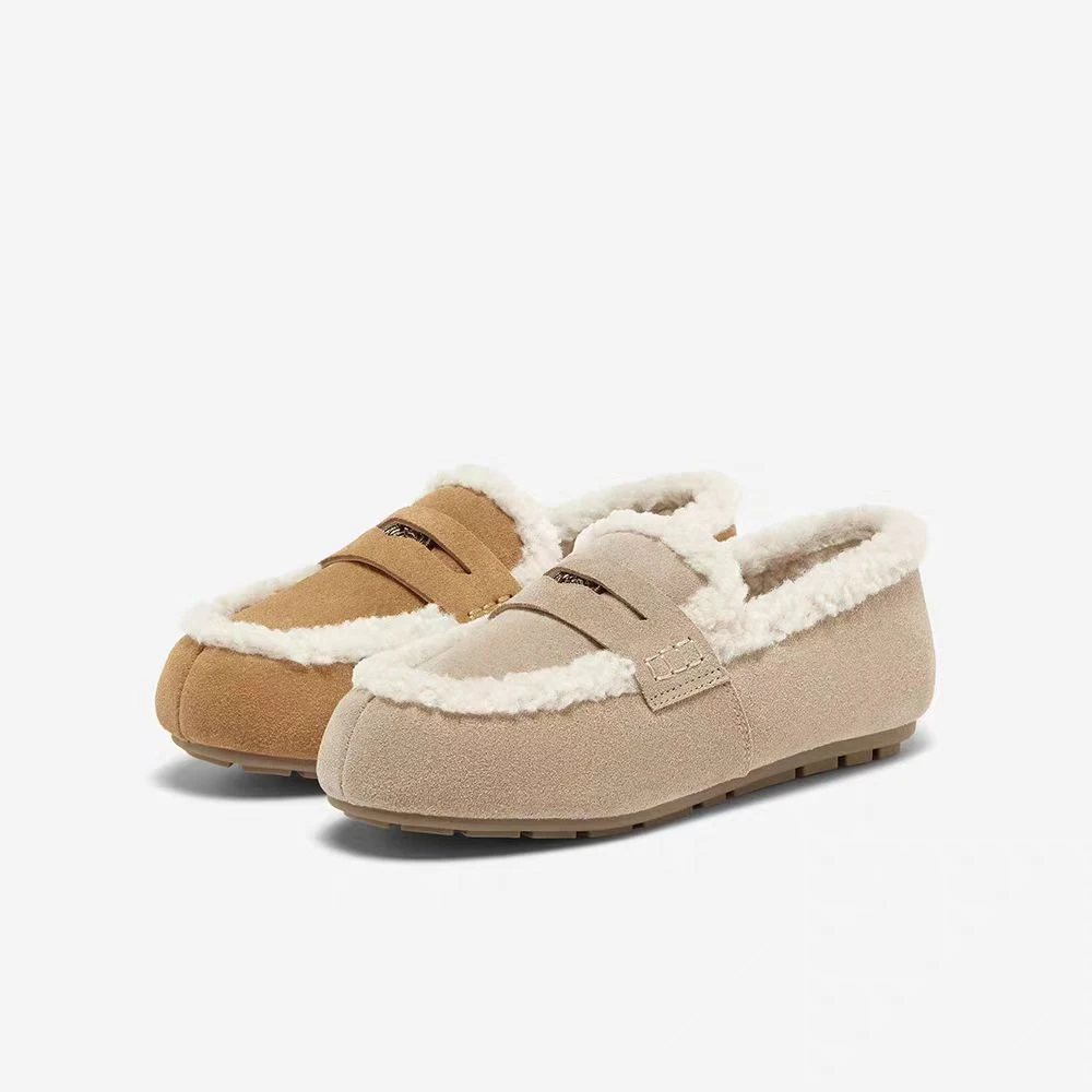 2024新款（妹妹5色乐福）保暖套脚平跟常福鞋单鞋加绒女款毛绒