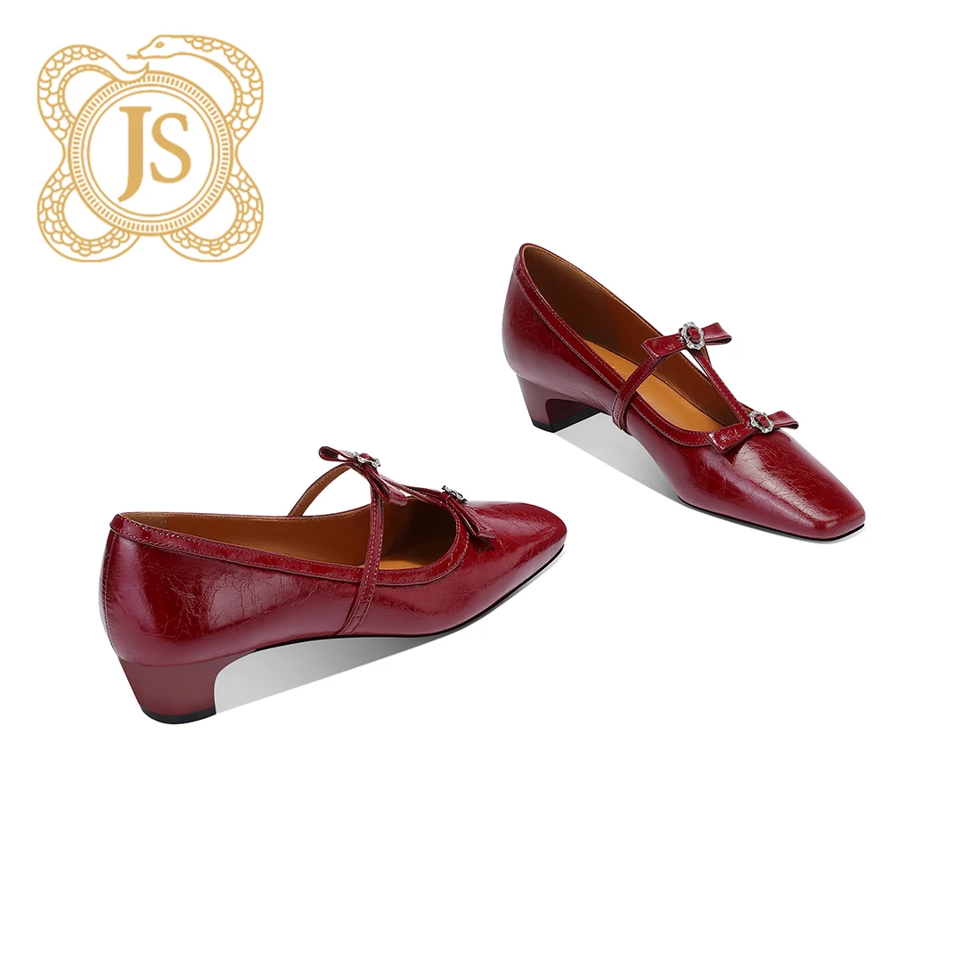 已开价，2970D52546Z气质方头丁字带玛丽珍休闲3cm低跟浅口单鞋女