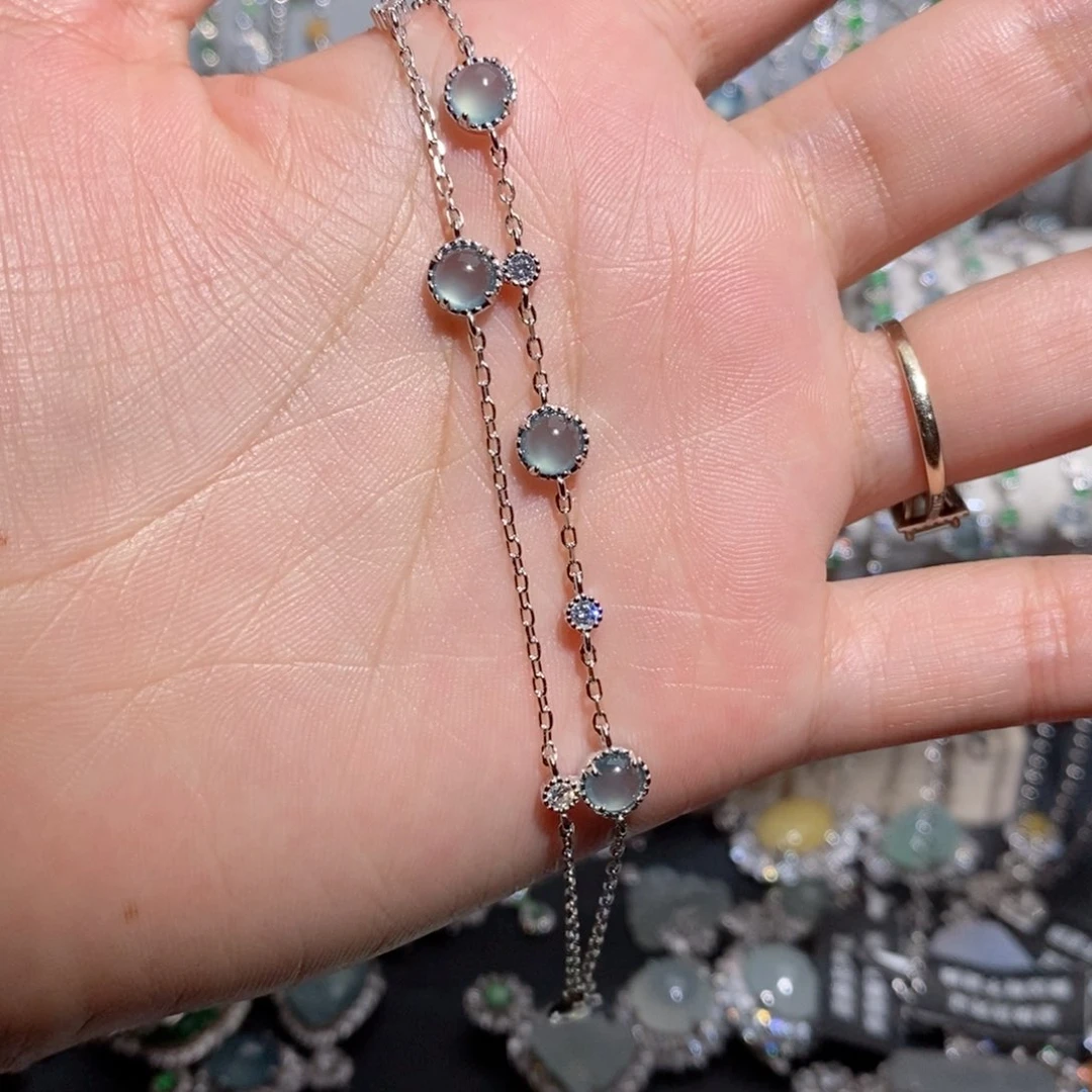 银S925镶嵌手链翡翠c c c