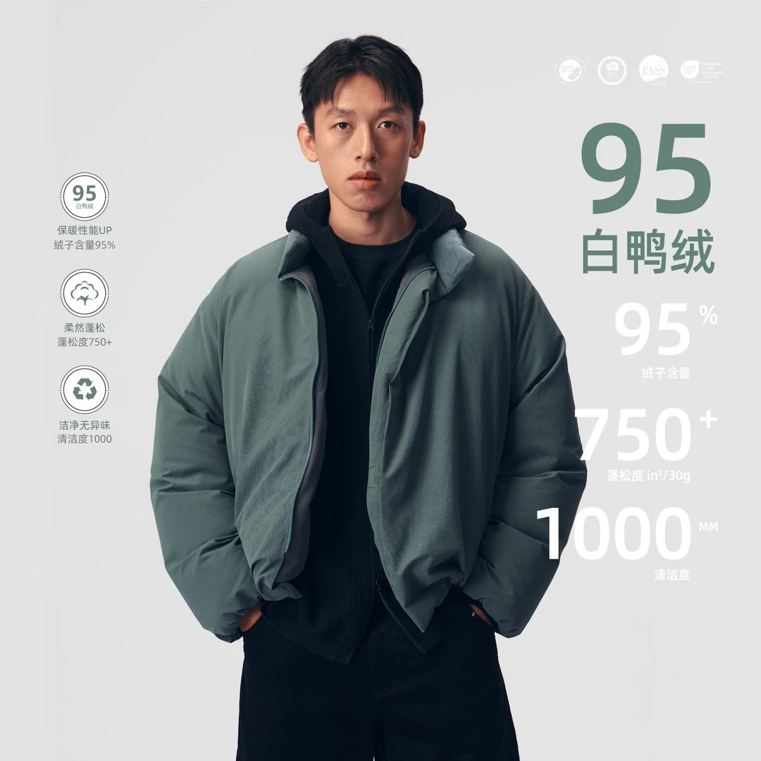 【李晨nic装属】95白鸭绒+高充绒保暖抗寒极简短款羽绒服外套男1072