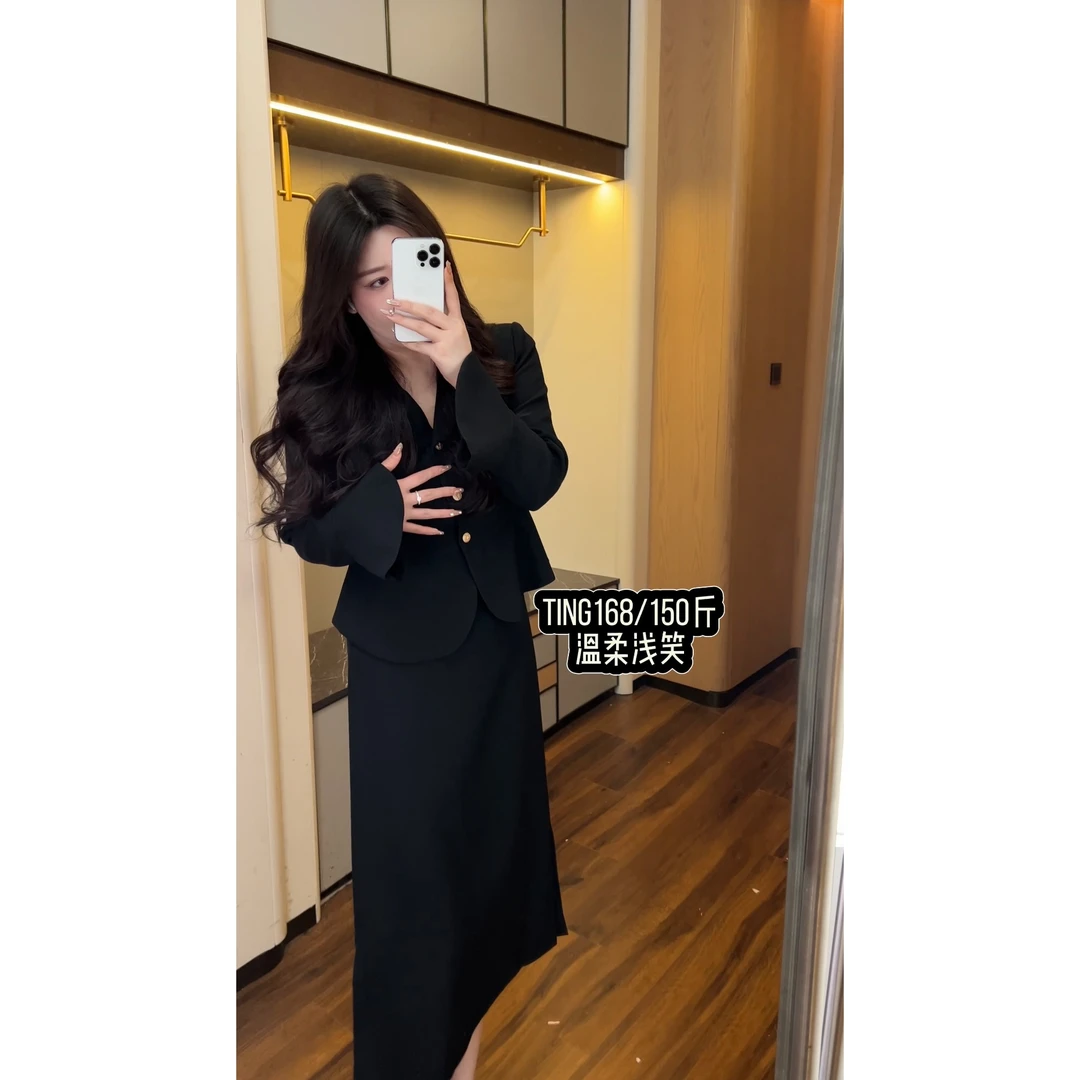 婷婷微胖定制【温柔浅笑】胖mm法式气质高级感时尚显瘦套装