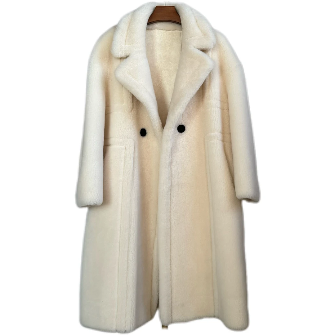 粉丝福利 100纯羊毛冬装轻奢时尚经典长款翻领女羊毛外套