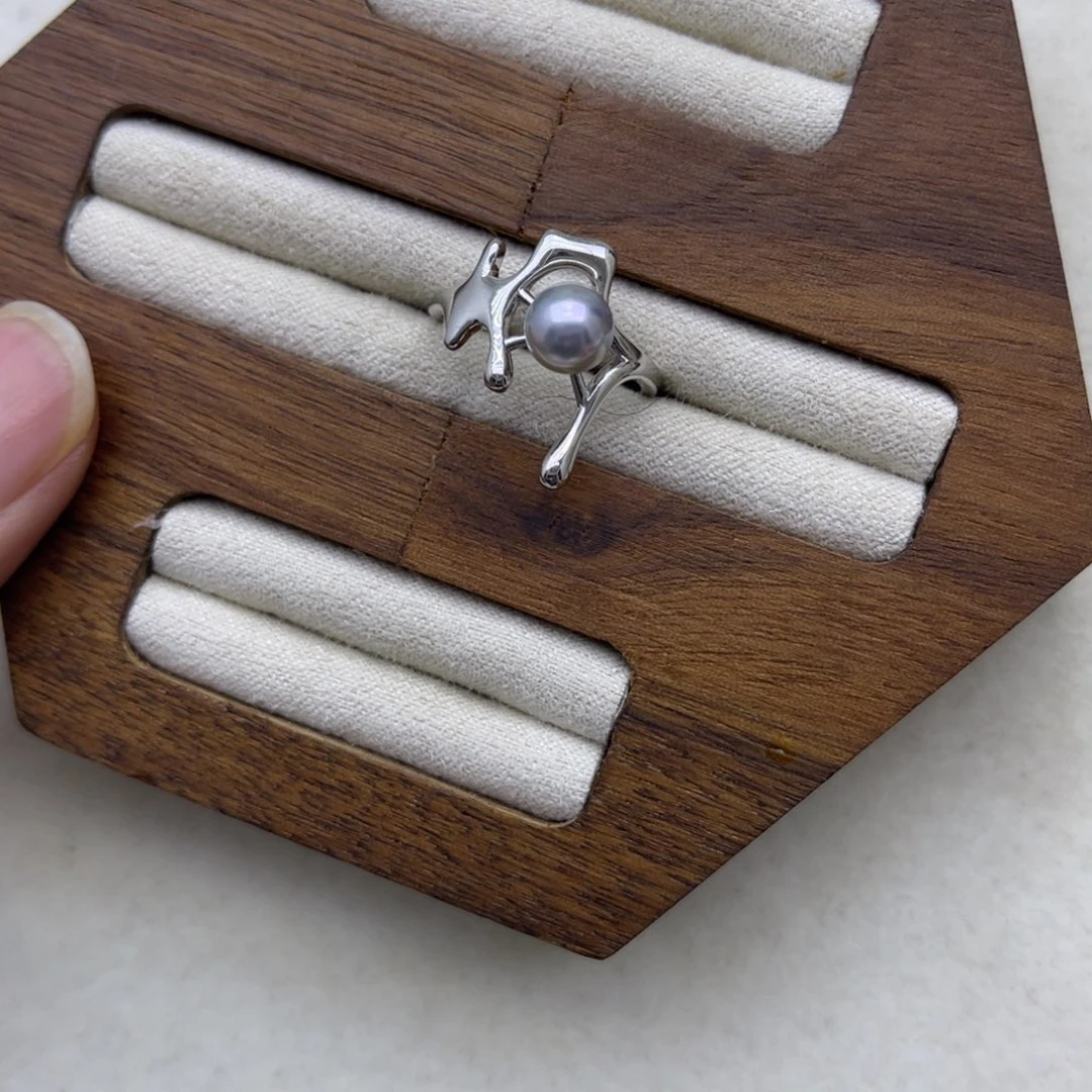 戒指海水珍珠银S925镶嵌