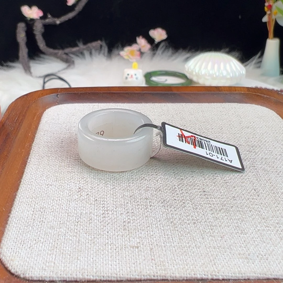 和田玉未镶嵌戒指w35暖白圆切15.5不退换