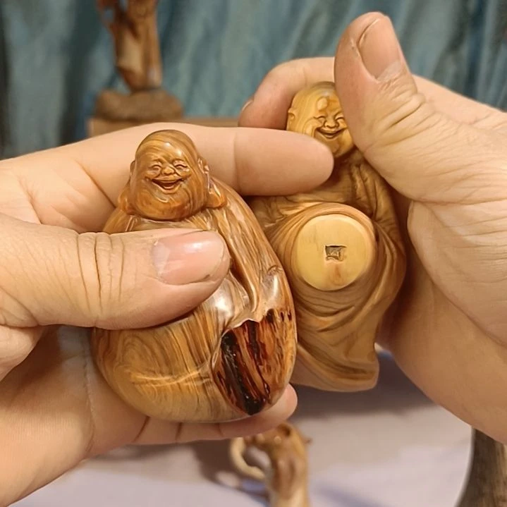 太***艺柏木（崖柏）太行崖柏笑佛手把件