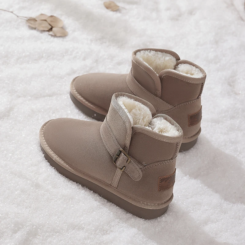 奥古狮登厚底加绒雪地靴女秋冬百搭保暖棉鞋靴914005AA