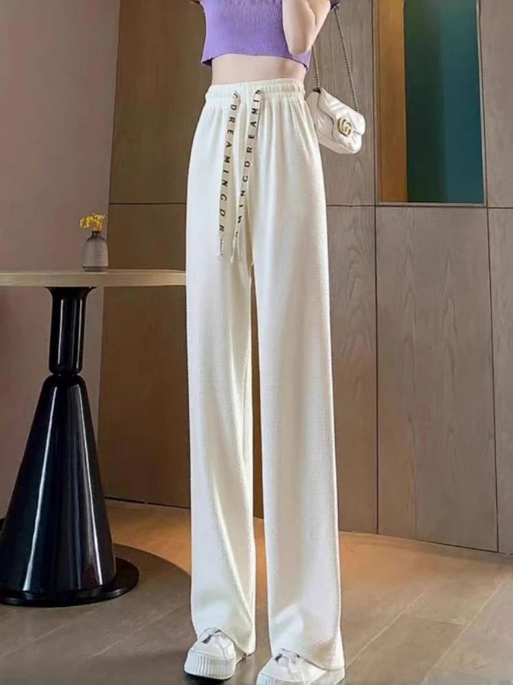 泡芙冰感阔腿裤夏季直筒防晒休闲拖地长裤2116(E12-2)