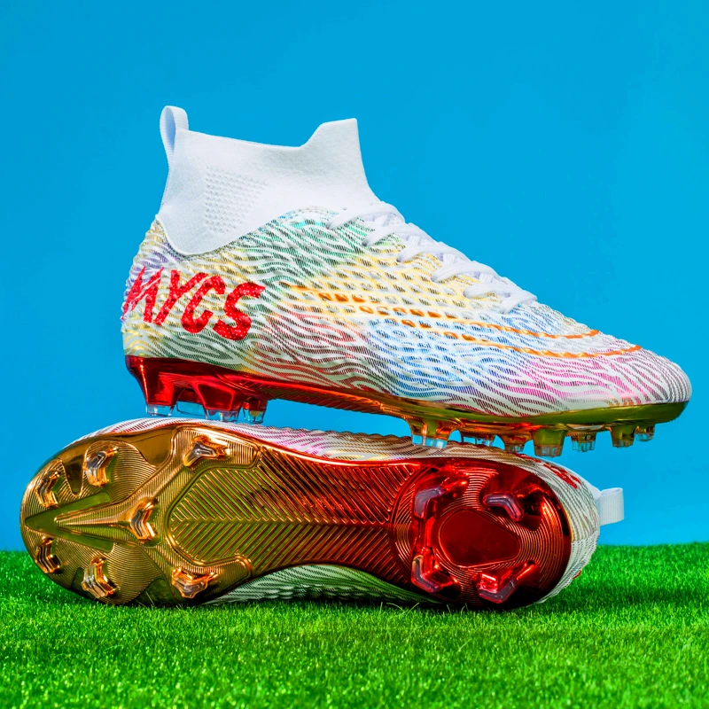 冲锋款高端金底足球鞋成人学生青少年AG长钉草地防滑足球训练鞋