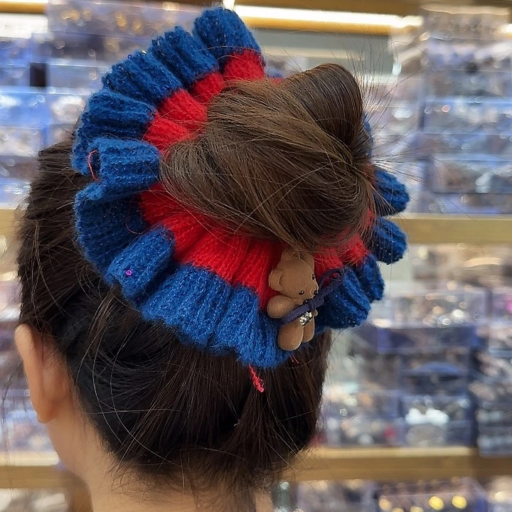 三醋酯纤维蓝色熊发圈-56