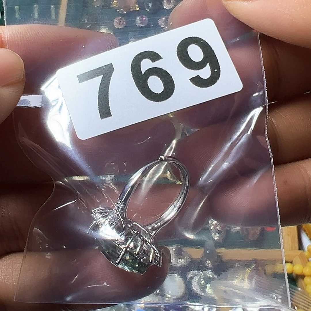 水晶戒指银S925镶嵌溪*