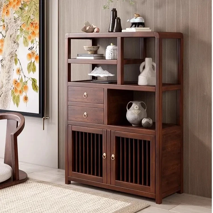 实木博古架新中式多宝阁小矮柜客厅餐边柜酒水柜书柜置物架茶叶柜