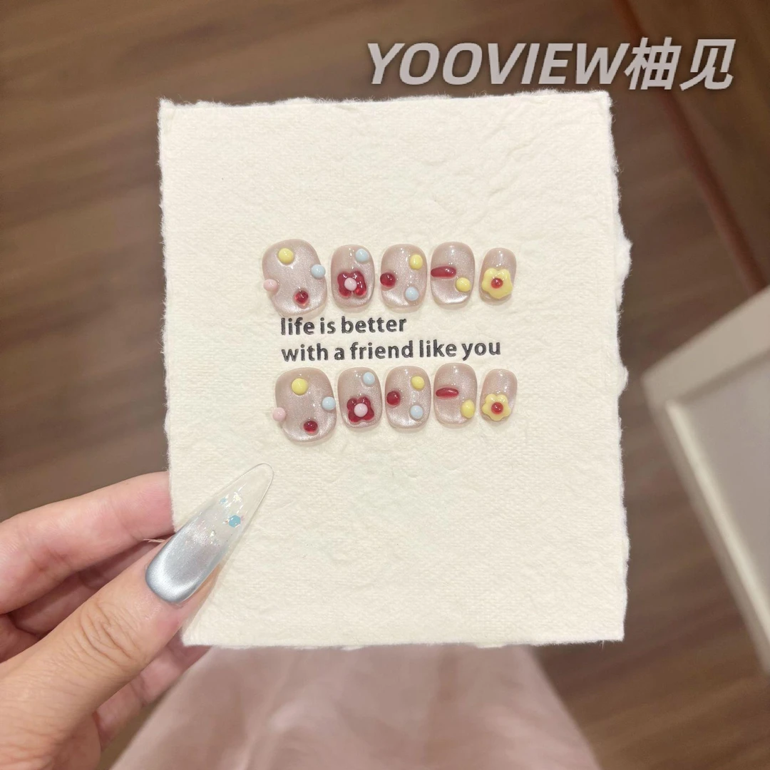 高级感穿戴甲美甲Jx【捏捏糖豆】夏日穿戴甲纯手作高级感猫眼穿戴甲