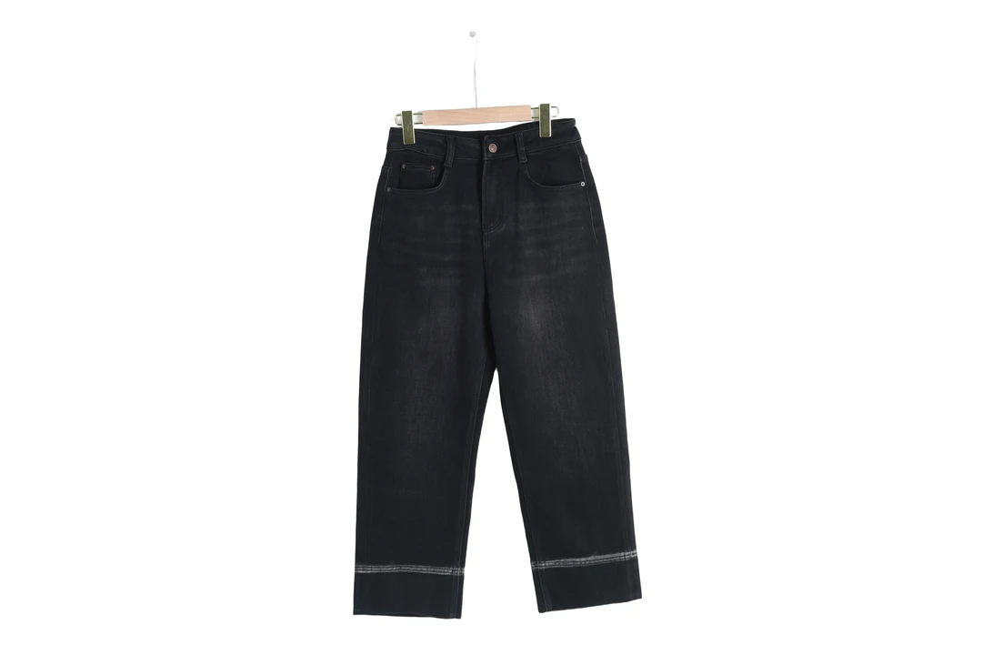 K0092情侣款九分牛仔裤设计款重工高货磨毛时尚百搭阔腿直筒裤