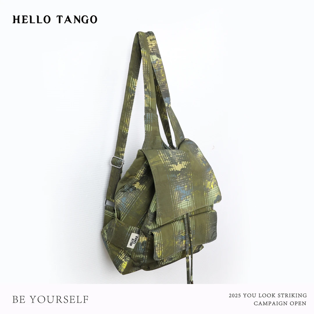 HELLOTANGO复古潮酷时尚迷彩双肩包