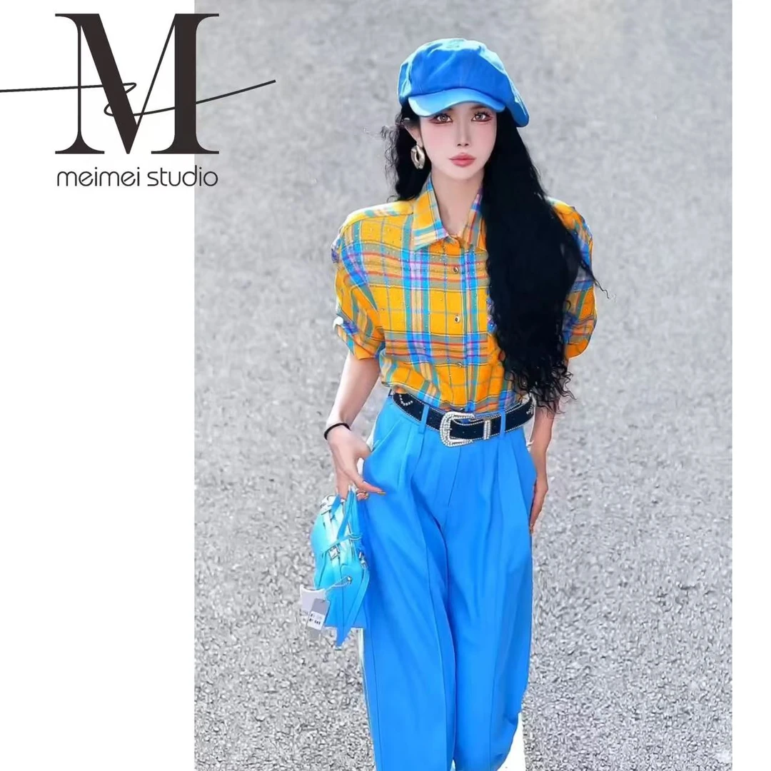 MEIMEI STUDIO【星星】新款时尚小气质显瘦格子衬衫479-30272467