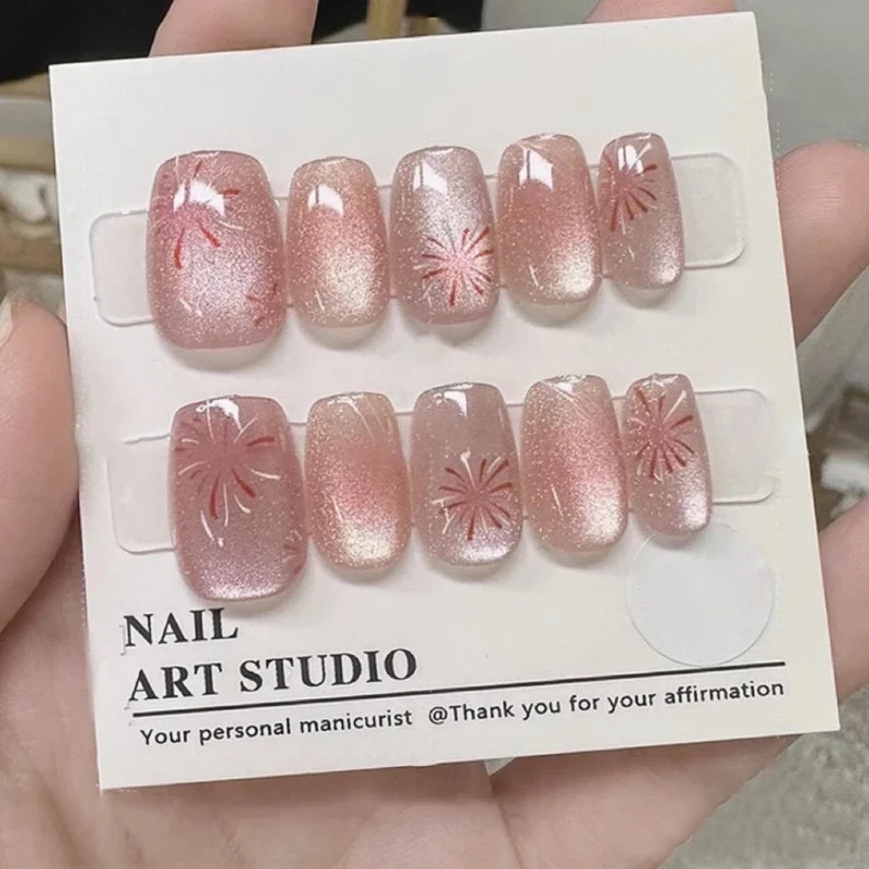 新年战甲【短方】烟花猫眼 穿戴甲美甲贴片可拆卸30片装 ⑩