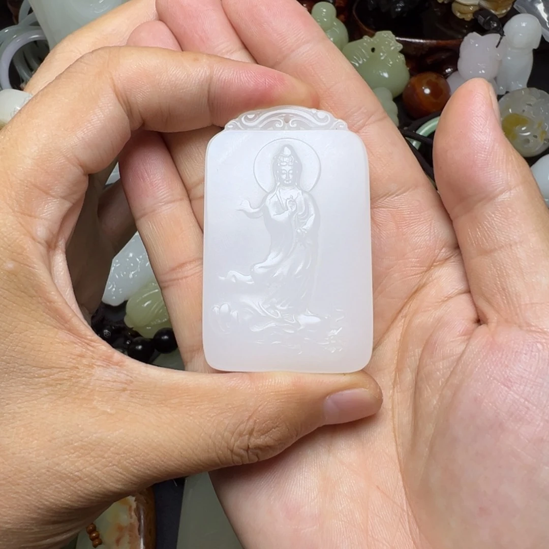 软玉未镶嵌挂件精品观音