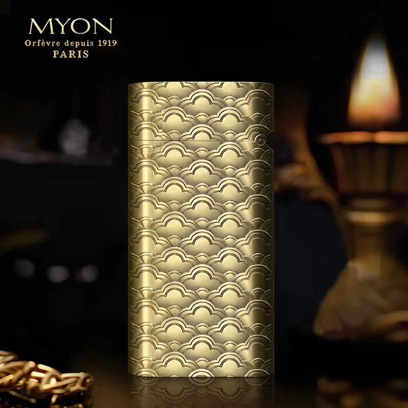 微瑕MYON欧洲勉牌煤油打火机爵士黄铜龙鳞一机一码一体机