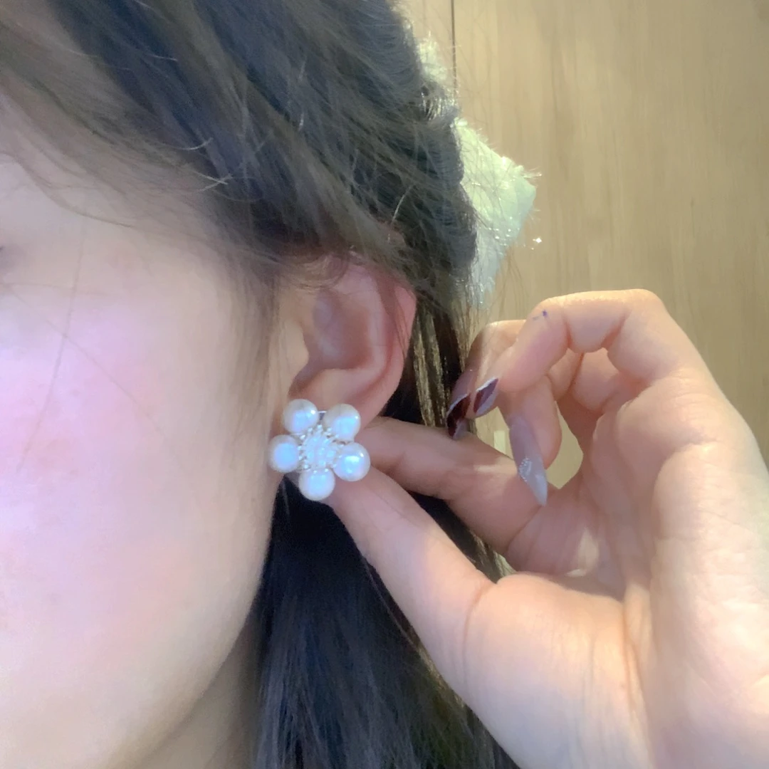 淡水珍珠耳饰银S925镶嵌