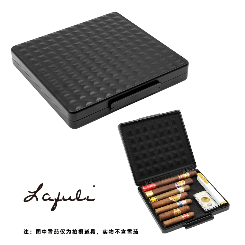 包邮 Lafuli金属8支便携雪茄烟盒 通用大容量密封保湿雪茄拼盘盒