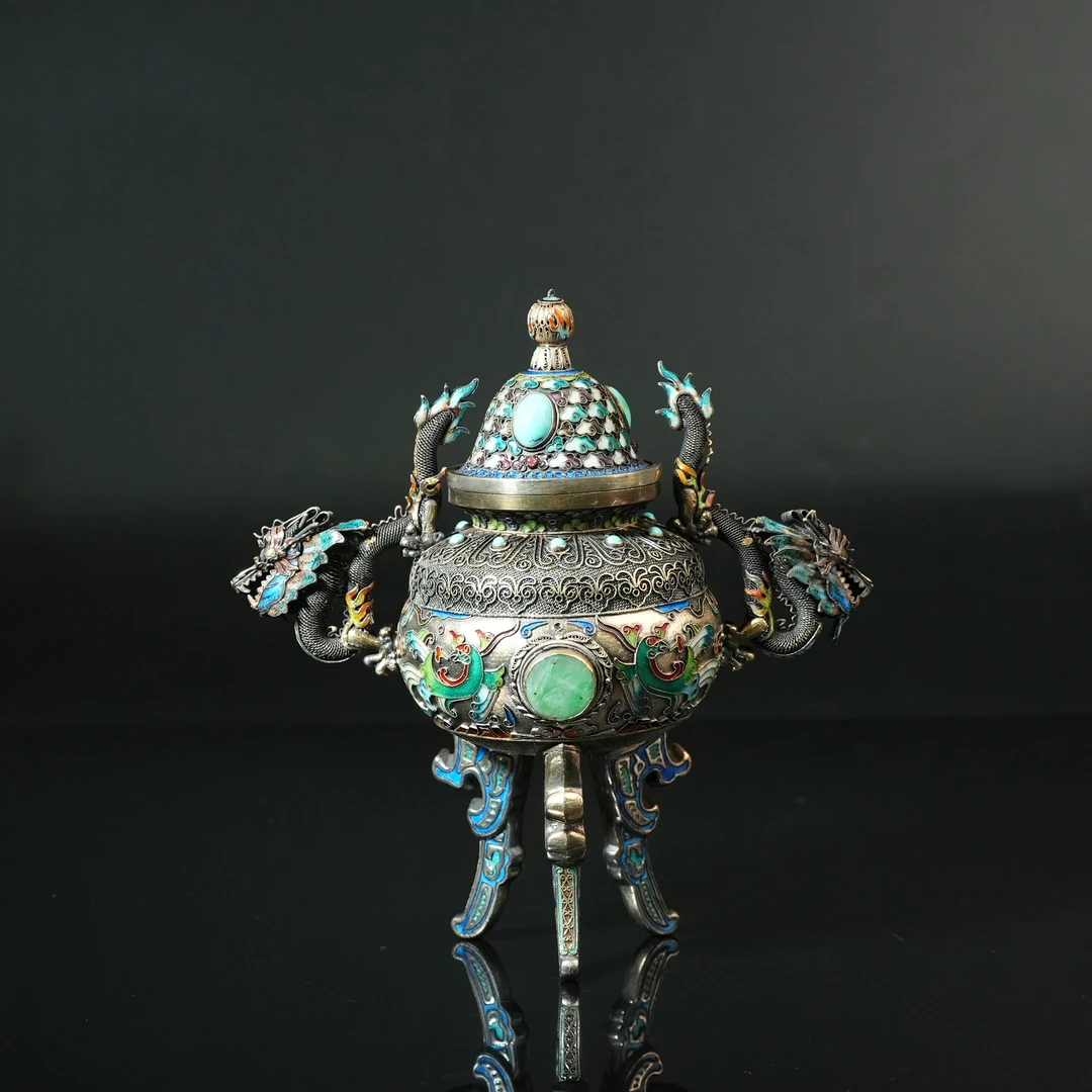 清代双龙首银炉AAXL240708005