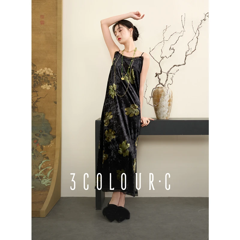 【可可专属】三彩【辛夷花落】2025春季新款新中式玉兰花丝绒dbc